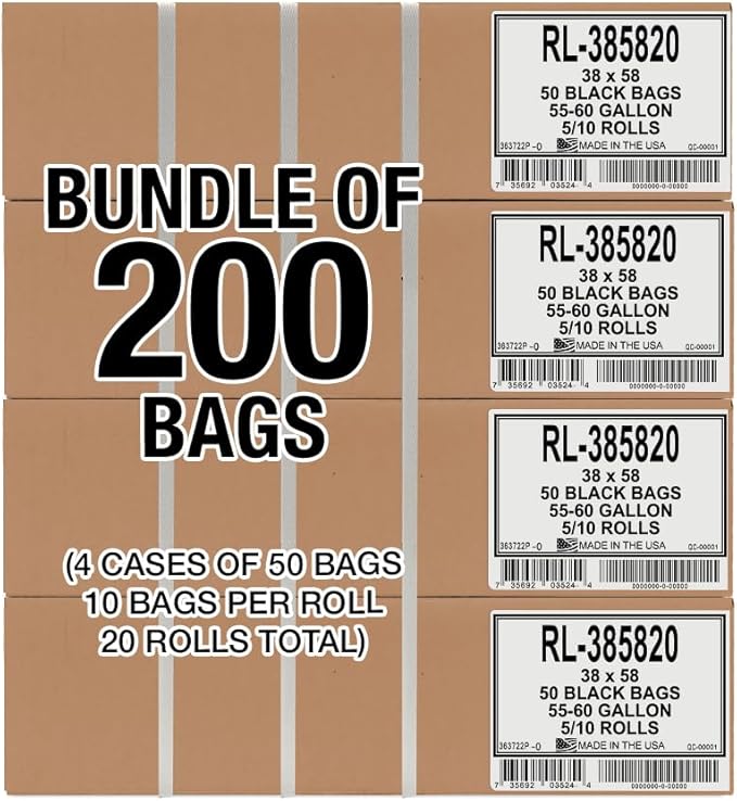 Aluf Plastics Heavy Duty 55 Gallon Trash Bags