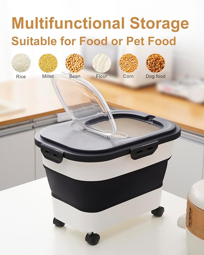 20-30 Lbs Rice Storage Container, Collapsible Food Storage Containers