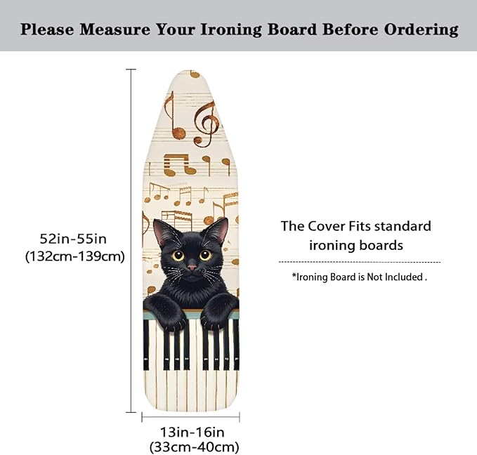 Cat Piano Print Ironing Board Cover Protector Music Note Print Iron Board Cover