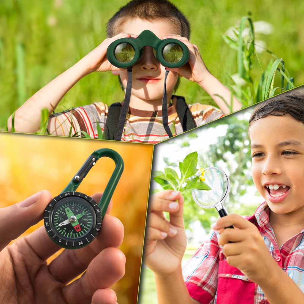 Binoculars for Kids – Perfect Toy for Little Boys and Girls – Extensive Set Incl. Magnifying Glass & Compass – Powerful Magnification 8X21 – 3 to 12 Year Old Kids for Toddler