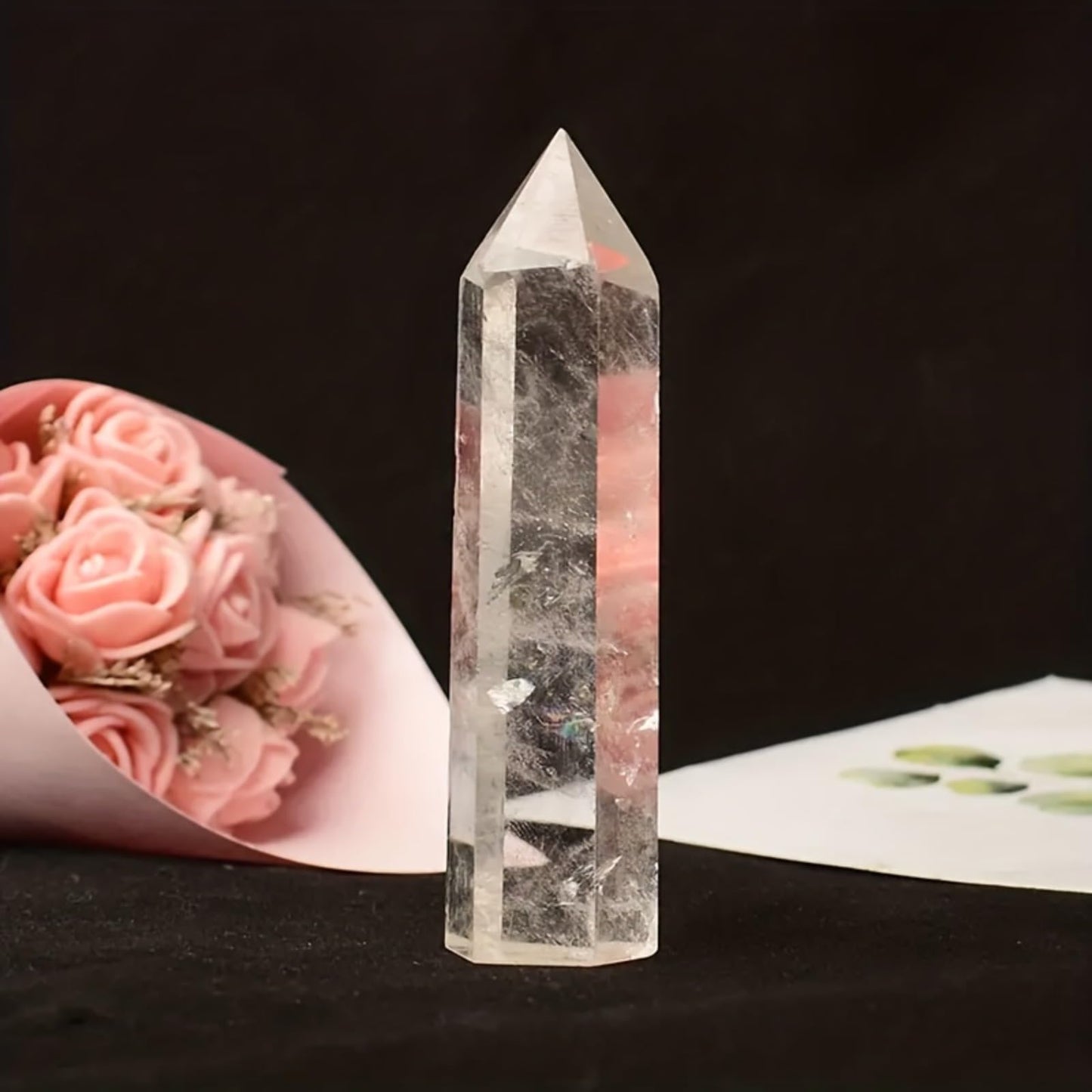 YOUNAIERZX Natural Clear Quartz Crystal Tower Obelisk Hexagonal Prism Stone 70-100mm Polished Healing Crystal for Home Decoration