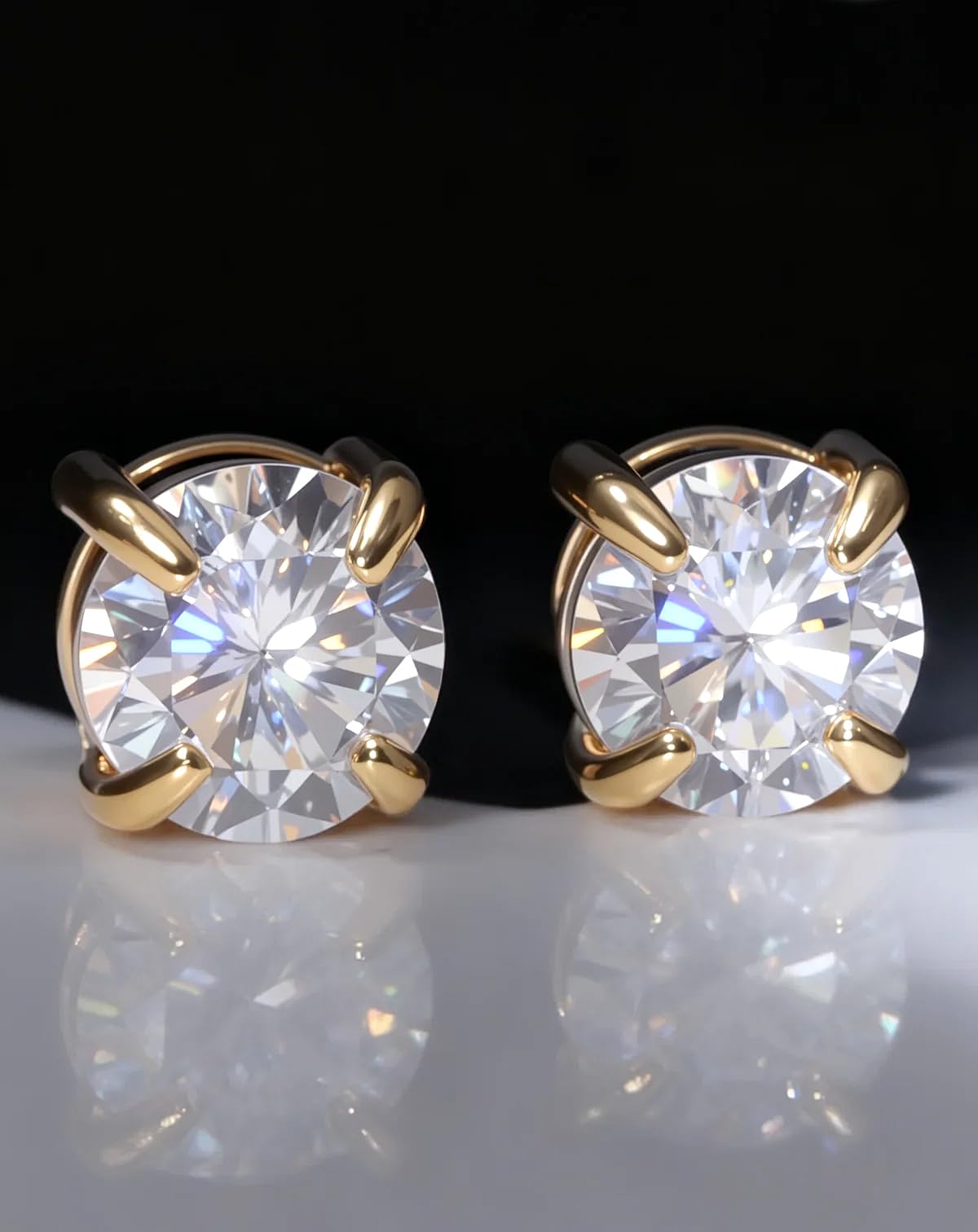 WORFAJEW 6MM Moissanite Magnetic Earrings Men Women Fake Earrings Studs for Non-pierced Ear 14K Yellow Gold Plated Stainless Steel Diamond Earring Hypoallergenic Moissanite Jewelry Gift