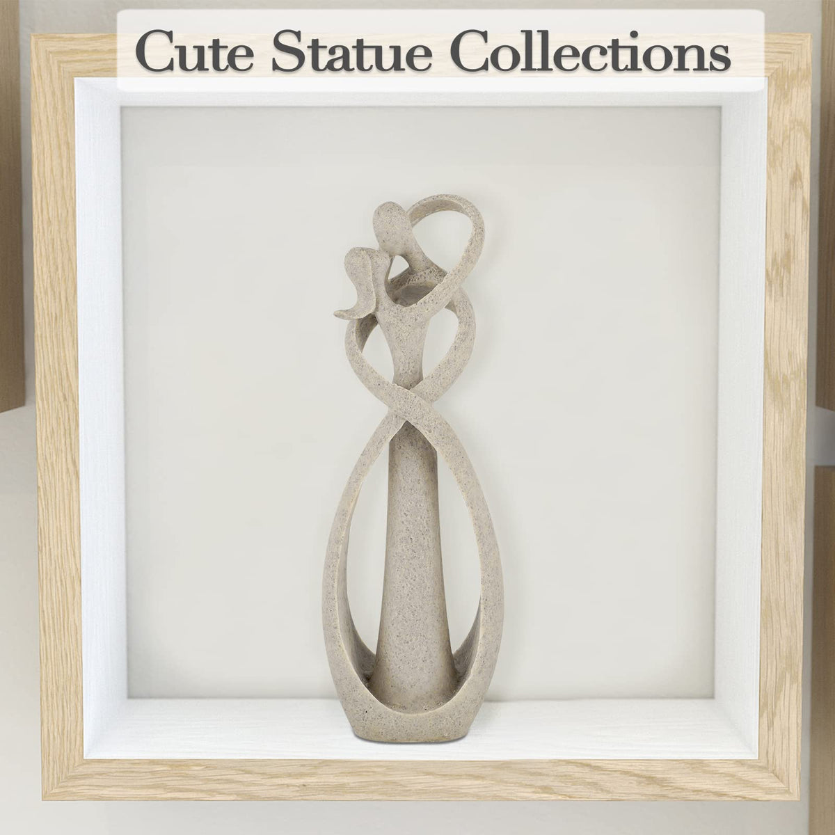Trycooling Kissing Lovers Statue Abstract Sculpture Resin Statues for Home Decor Modern Home Office Desktop Shelf Bookshelf Decor (Sandstone, Small)