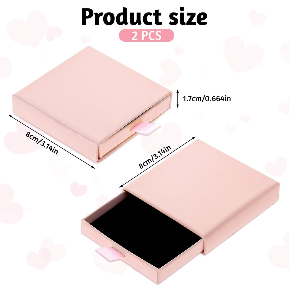 Piriuuo 2 Pack Square Jewelry Gift Boxes Cardboard Jewelry Box with Lids Necklace Boxes for Jewelry Gift Small Gift Boxes Pendant Storage Case for Bracelets Necklaces Earrings Ring Jewelry Gift(Pink)