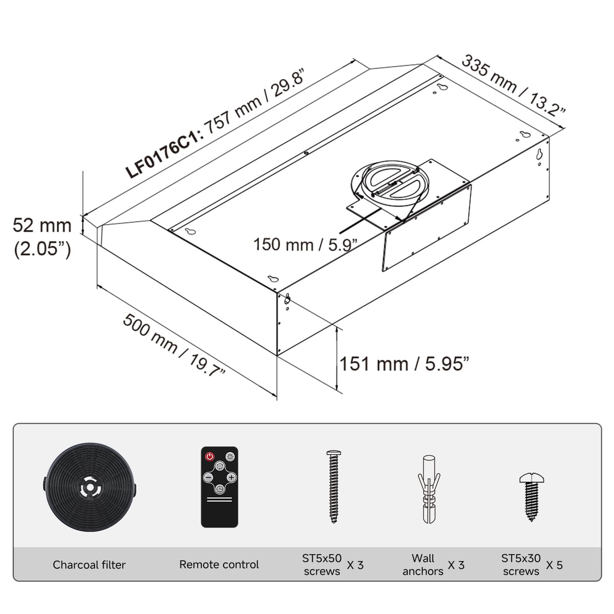 AMZCHEF Under Cabinet Range Hood 30 Inch, 750CFM Stainless Steel Kitchen Stove Vent Hood 3 Speed Exhaust Fan Touch/Remote/Gesture Control LED lights Time Setting Dishwasher-Safe Baffle Filters