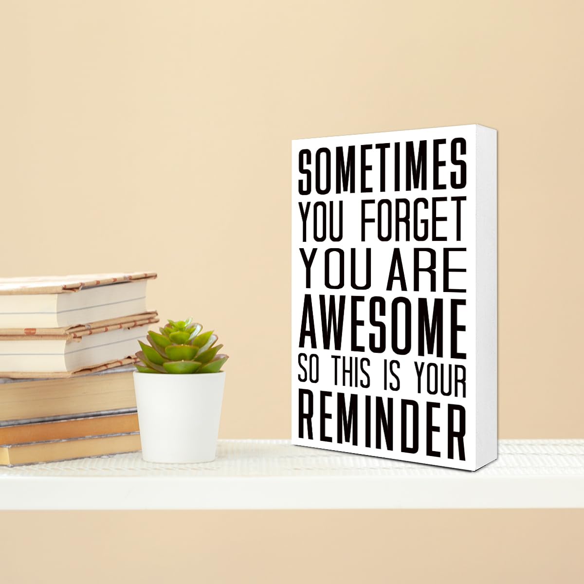You Are Awesome Sign Wood Box,Inspirational Quote Wooden Block Sign for Home Office Tabletop Shelf Decor 10'' L x 6'' H,Motivational Desk Decor Accessories for Women