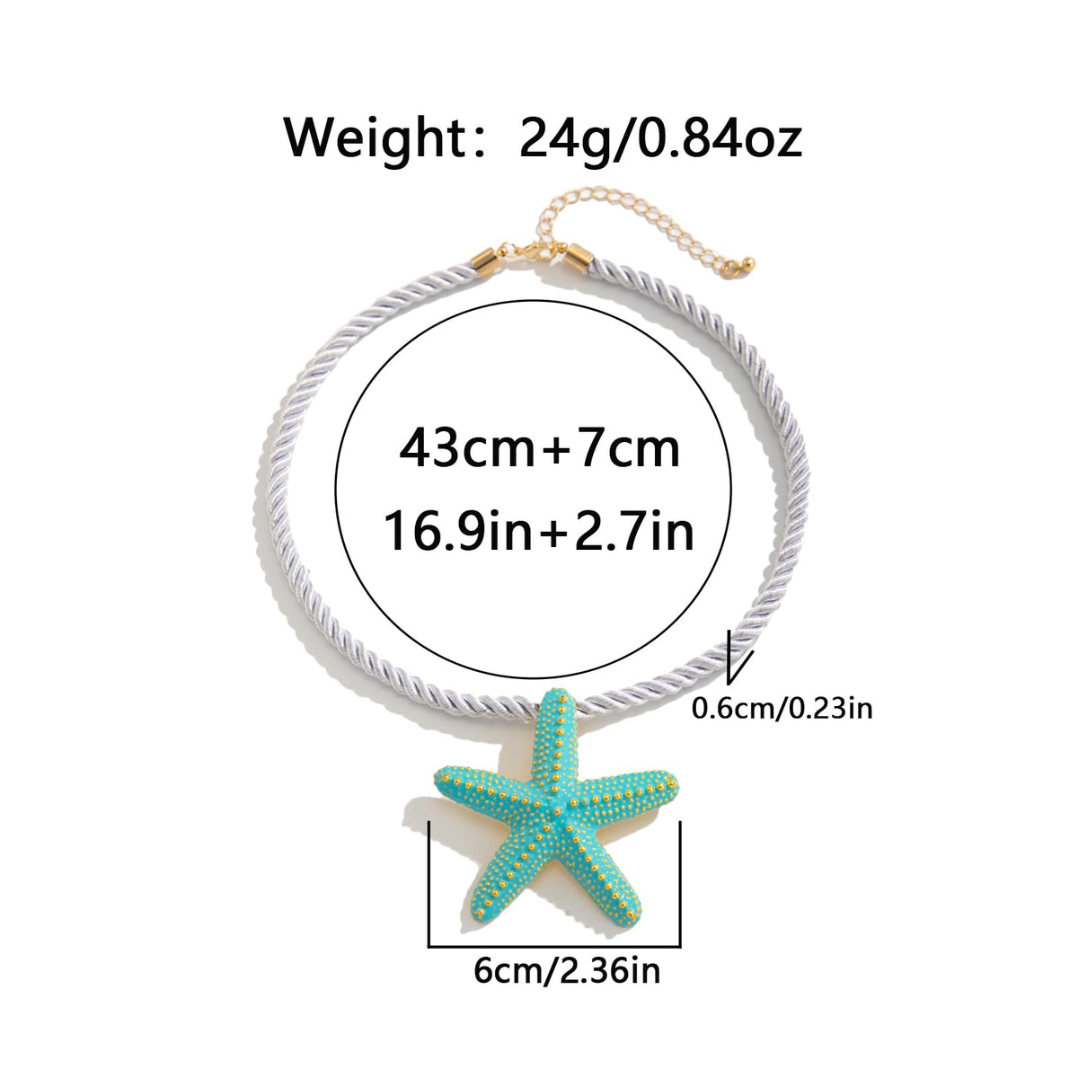 Nojess Starfish Necklace for Women Large Star Pendant Necklaces Beach Necklaces Statement Chunky Necklaces Summer Holiday Beach Party Jewelry (Blue Starfish Necklace)