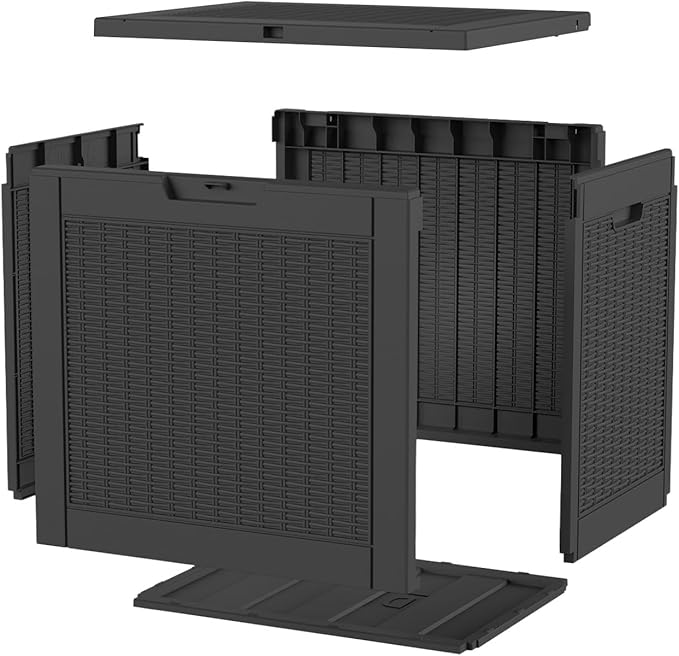 ROJIK 39 Gallon Outdoor Storage Box,Deck Box - Waterproof Patio Furniture, Garden Tools, Cushions, Pool Accessories Storage Bench with Lockable Lid and Side Handles (Black)