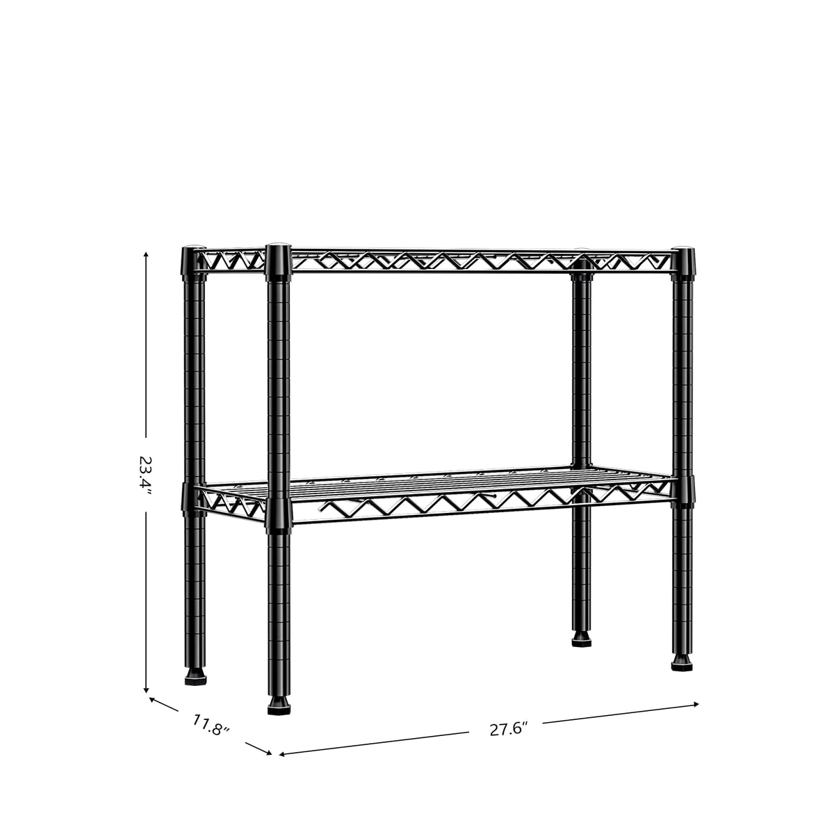 MZG 220 lbs 2 Tier Storage Rack Metal Wire Shelving Unit, Storage Standing Household Shelf Organizer for Laundry Bathroom Kitchen Pantry Closet Basement Utility Room, Black 11.8" D x 27.6" W x 23.4" H