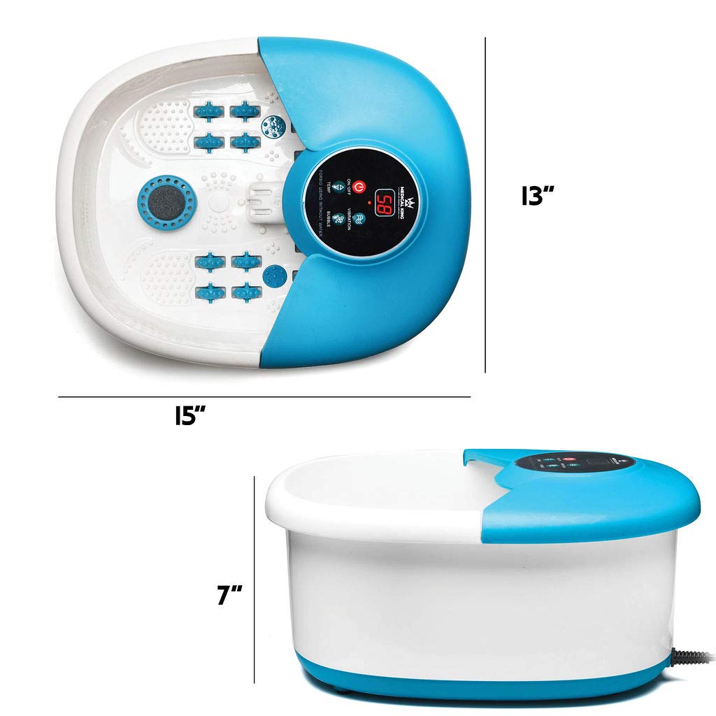 Medical king Foot Spa with Heat and Massage and Jets Includes A Remote Control A Pumice Stone Collapsible Massager with Bubbles and Vibration