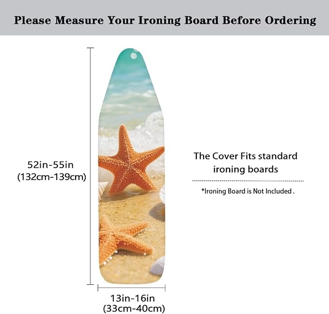 Standard Size 15x54 Inch Ironing Board Cover Starfish Beach Print Iron Cover