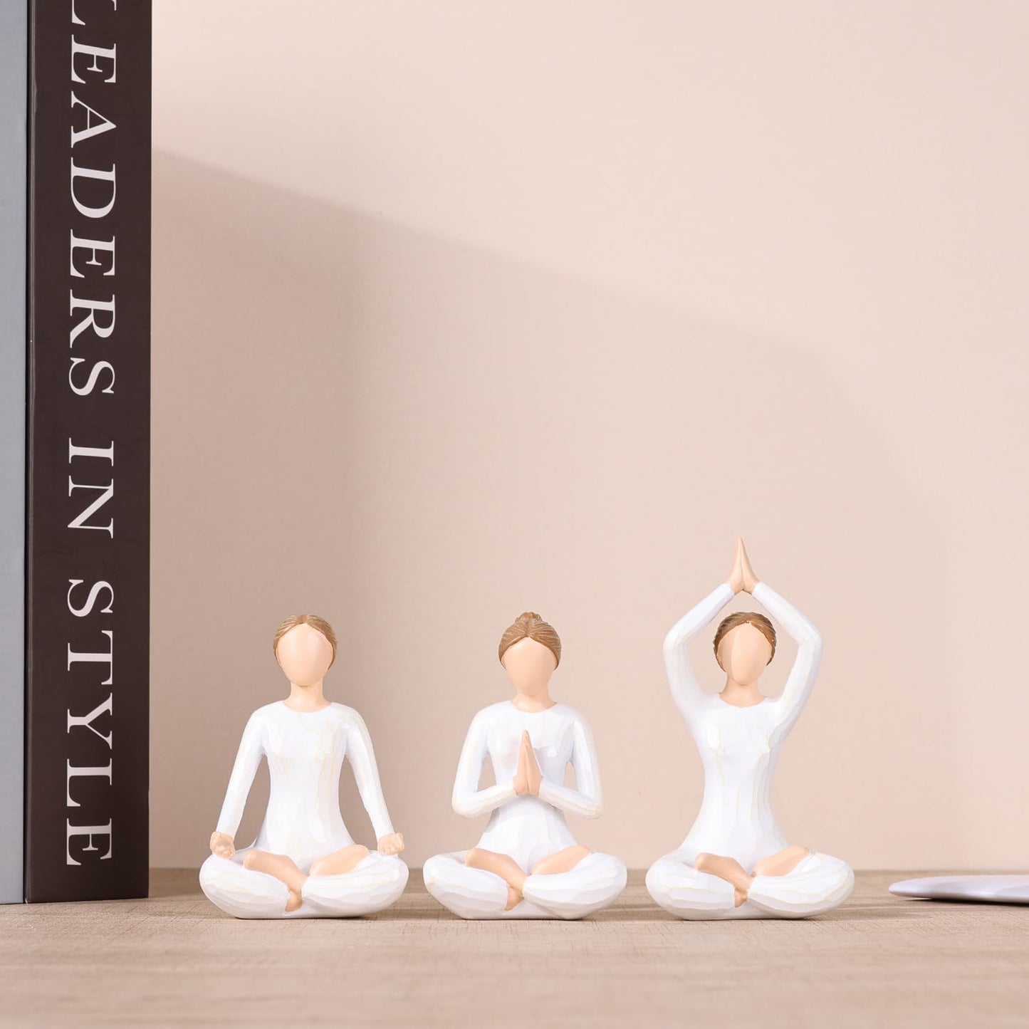 DOVDOV Yoga Figurine Set of 3, Zen Meditation Home Decor, Modern Art Pieces for Living Room Coffee Tables, Offices, Bookshelves, TV Consoles, and Mantelpiece Decorative Sculptures.