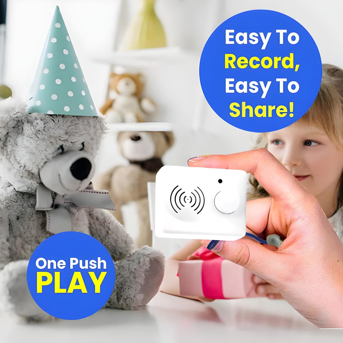 XLW 16 Minutes Voice Recorder for Stuffed Animals,Voice Box for Recordable Presents Button Sound Box for Crafters, Hobbyists, Stuffed Animals,School Presentations,Personalized Items,etc-White-2P