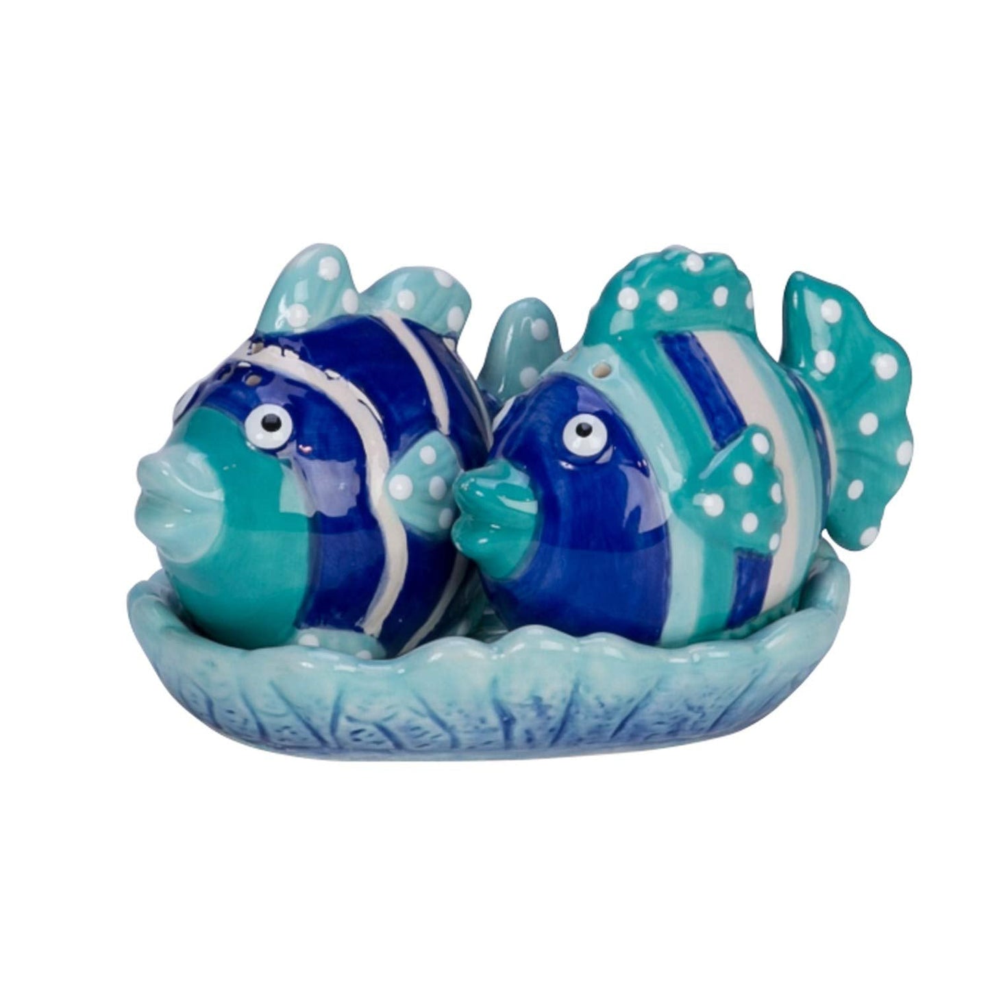 Beachcombers Ceramic Fish Salt & Pepper Shakers 3" Versatile Summer Coastal Beach House Home Kitchen Dining Dinner Tabletop Decor Decoration 3" x 4.25" Blue