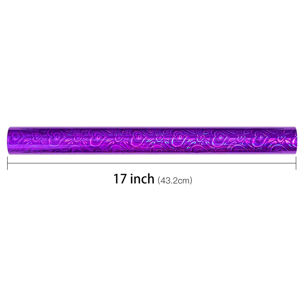LeZakaa Purple Holographic Wrapping Paper, Metallic Foil Purple Heart for Helloween, Mothers Day, Graduation, Birthday, Valentines, Wedding, Baby Shower, Christmas, Mini Roll, 17 IN x 32.8 FT