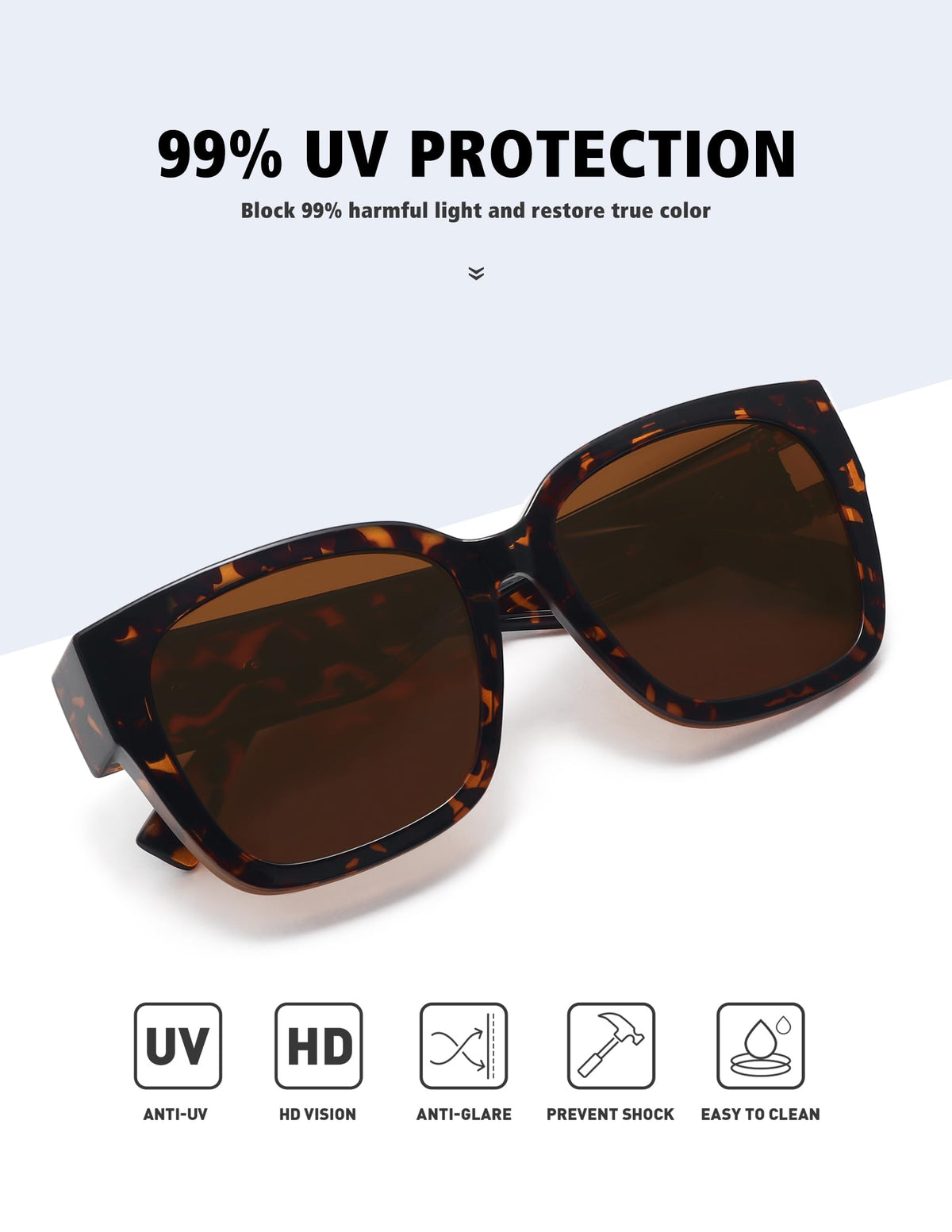 MEETSUN Fit Over Glasses Sunglasses for Women Men Large Trendy Polarized Sunglasses for Driving UV Protection Brown Tortoise