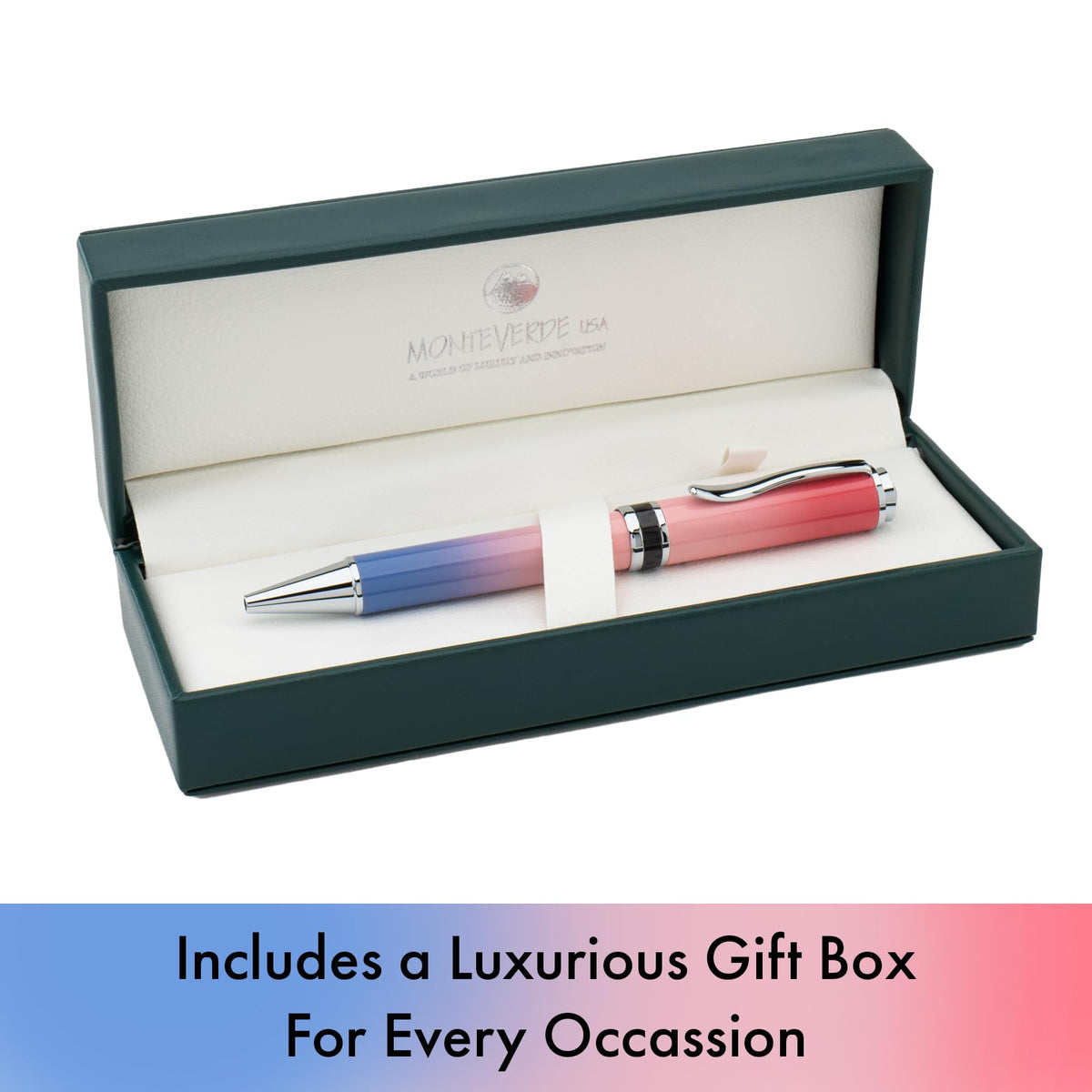 Monteverde USA Innova Ombre Fusion Luxury Ballpoint Pen – Charm Violet/Pink/Magenta Gradient Finish – Smooth Blue Gel Ink – Italian-Inspired, Refillable Parker-Style Pen