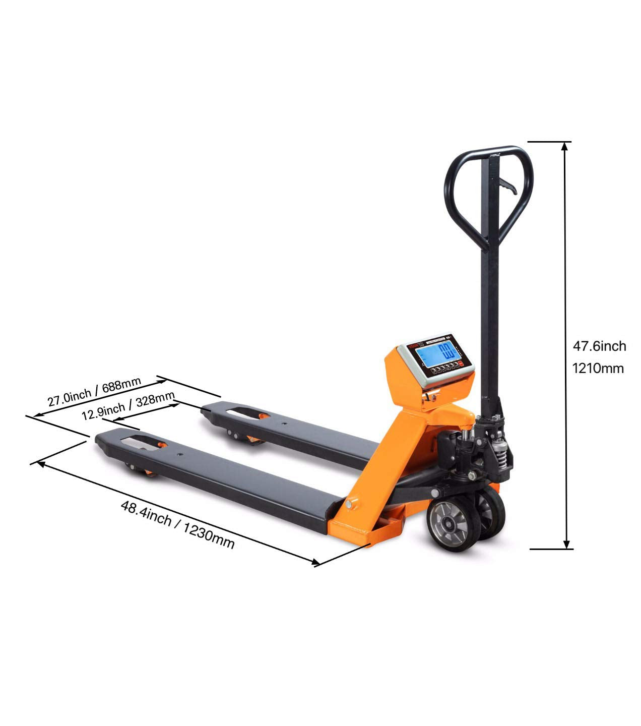 VisionTechShop TPS-1 Pallet Jack Scale, Lb/Kg Switchable, High Capacity 5000lb, 1lb Readability, 48" x 27" Fork Size, Heavy Duty, Upgraded Version - 1 Piece