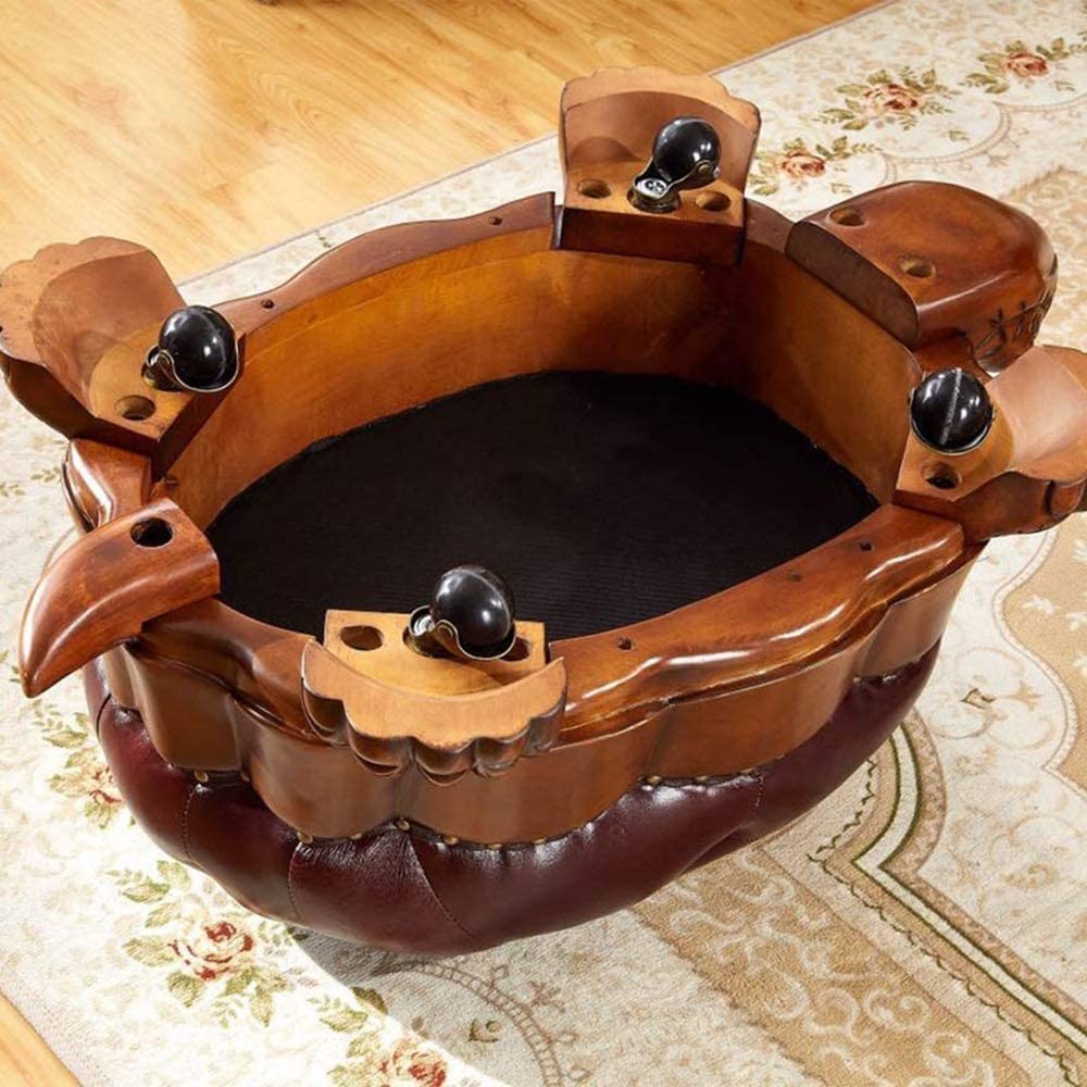 CYYTLFSD Wood Ottoman Footstool,Sofa Stool,Wood Ottoman Foot Rest, Leather Upholstered Vintage Turtle Footrest Stool with Wheels for Living Room