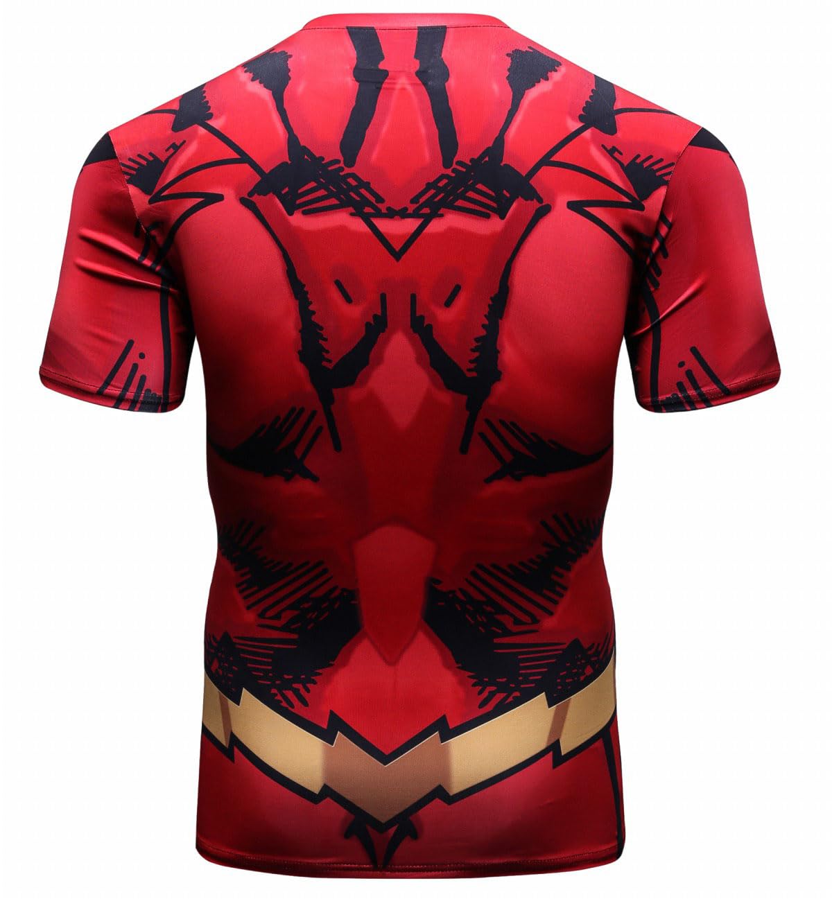 Red Plume Men's Compression Sport T-Shirt Tight Fitness Shirt Lightning Armor Sports Short Sleeve Red a