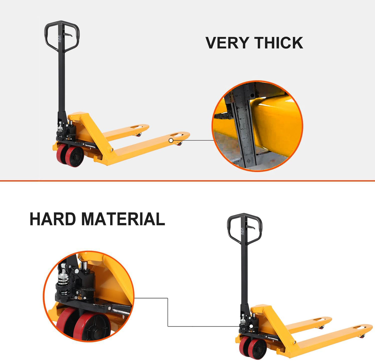 Tory Carrier Pallet Jack Truck 5500 lbs Capacity, 21" x 48" Forks, Heavy Duty Manual Pallet Truck with Non-Marking PU Wheels for Narrow Aisles Warehouse, Workshops