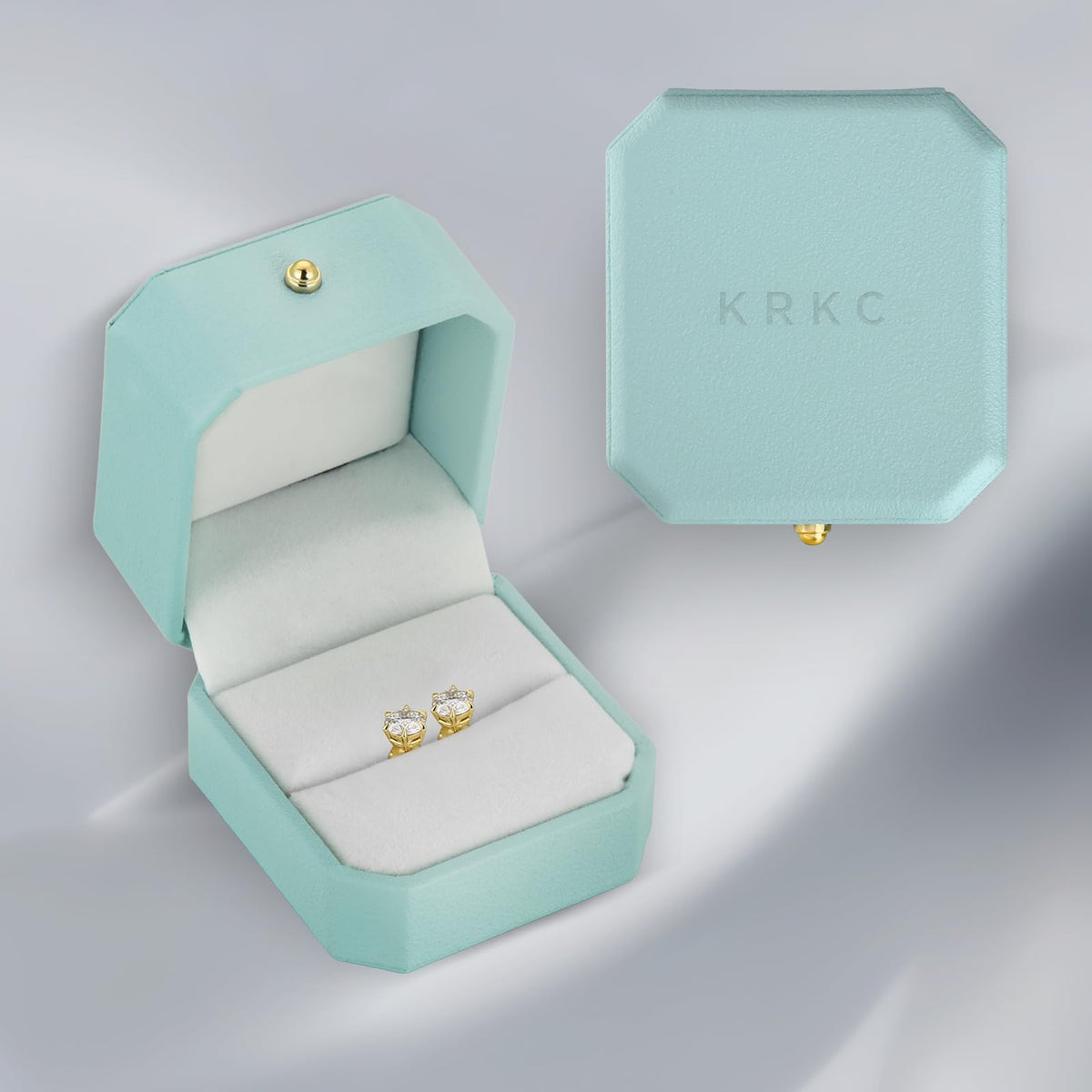 KRKC 0.6-3ct Moissanite Stud Earrings, D Color VVS1 Clarity, Lab Created Diamond Stud Earring for Women, 14K White Gold S925 Sterling Silver Earrings Friction Back for Women Men, Hypoallergenic