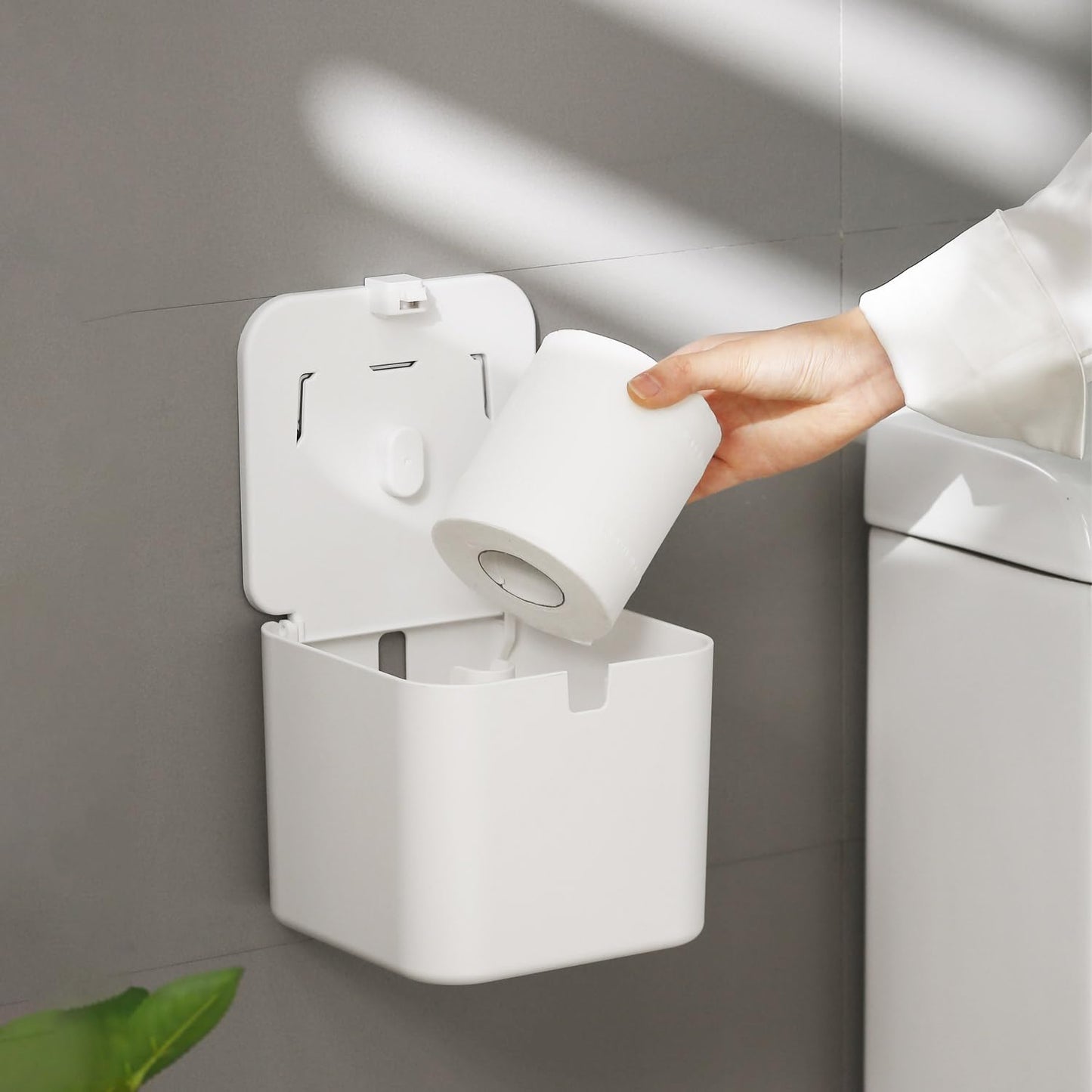 Colist Toilet Paper Holder Wall Mounted self Adhesive Toilet Roll Holders No Drilling Waterproof/Dustproof/Cat Proof Paper Roll Dispenser for Bathroom Toilet RV Car Trave(Large)