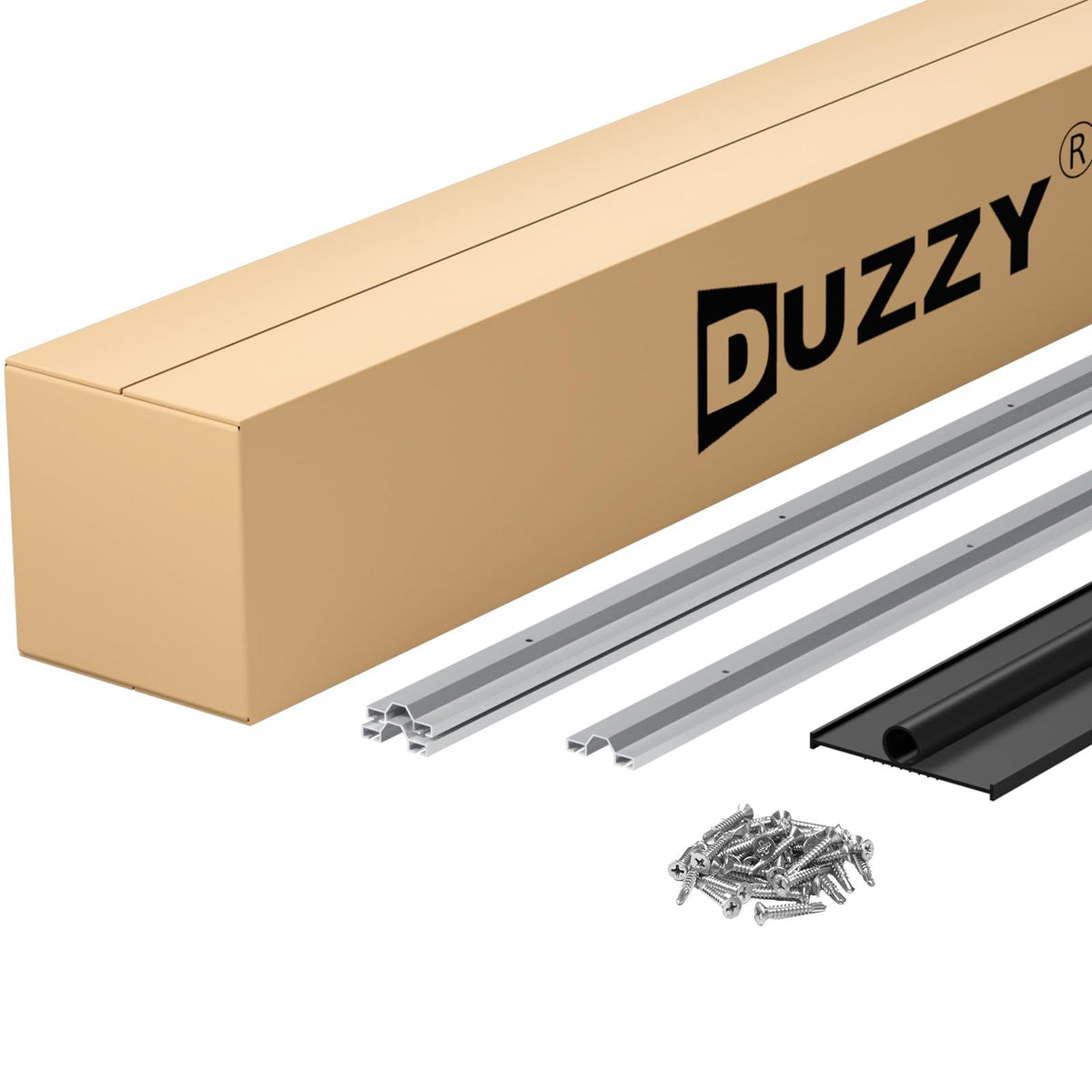 Duzzy 10 Feet Convex Shape Garage Door Seal Kits, Pre-drilled Heavy-Duty Weatherproofing Garage Door Rubber Seals Bottom Pakage with Aluminum Track Retainer Base Kits