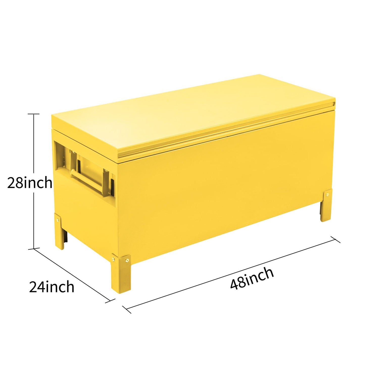 GarveeTech Jobsite Box, Jobsite Chest Tool Storage Cabinet Industrial Grade, Steel (48x24 Inch/Yellow)