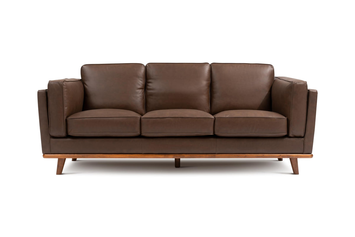 Valencia Artisan Full Leather Sofa 88” | Pure Full Italian Nappa Leather Couch, Solid Wood Accent, Ultimate Comfort, Chocolate