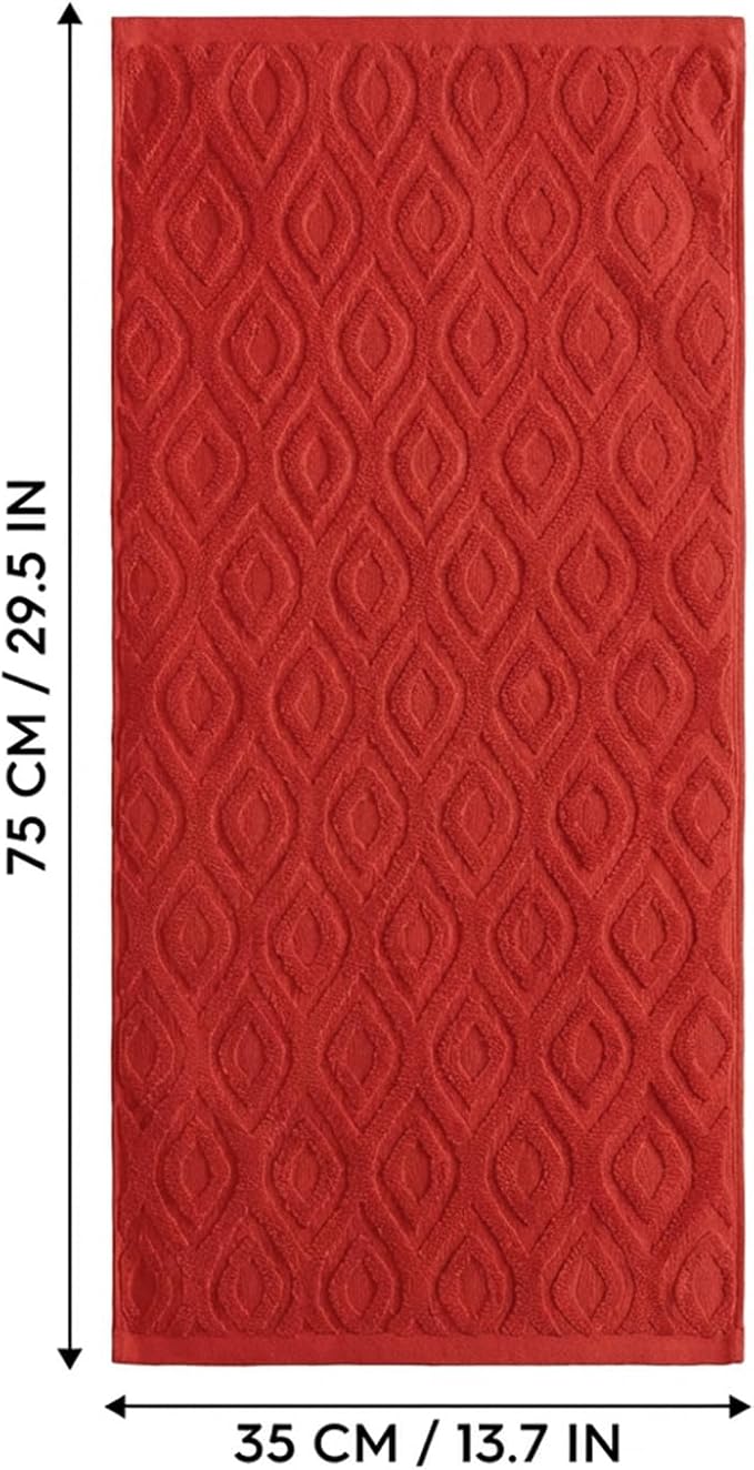 Artoid Mode 2 Pcs Red 3D Diamond Grid Jacquard Hand Towels