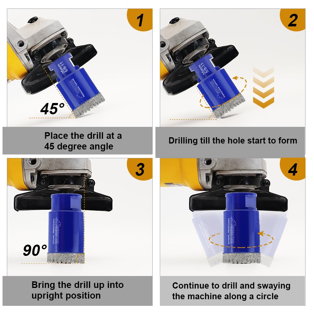 Diamond Core Drill Bits Set 10PCS - DARTOTEK Tile Hole Saw Kit (6/6/6/20/25/32/35/50mm/1 3/8"/6mm for Porcelain, Ceramic Tile, Granite, Marble, Masonry