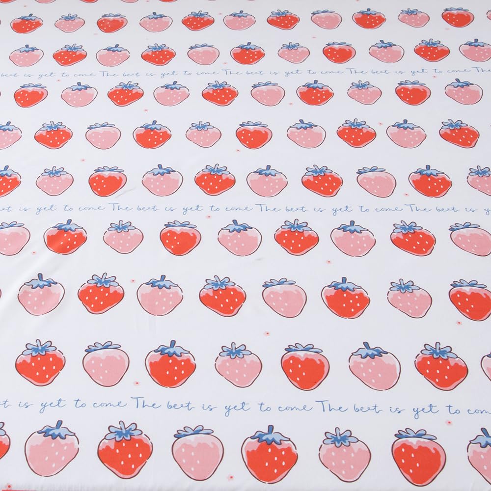 NATURETY Bedding Fitted Sheet with Deep Pocket,Cute Fruit Printed Fabric Bed Sheets (Pink Strawberry, Twin)