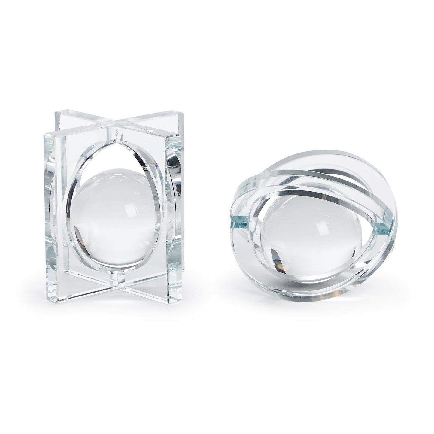 Two's Company Galaxy Crystal Paperweight Sculpture, Set of 2, Includes 2 Designs, Crystal Clear Glass, 5-inches Height