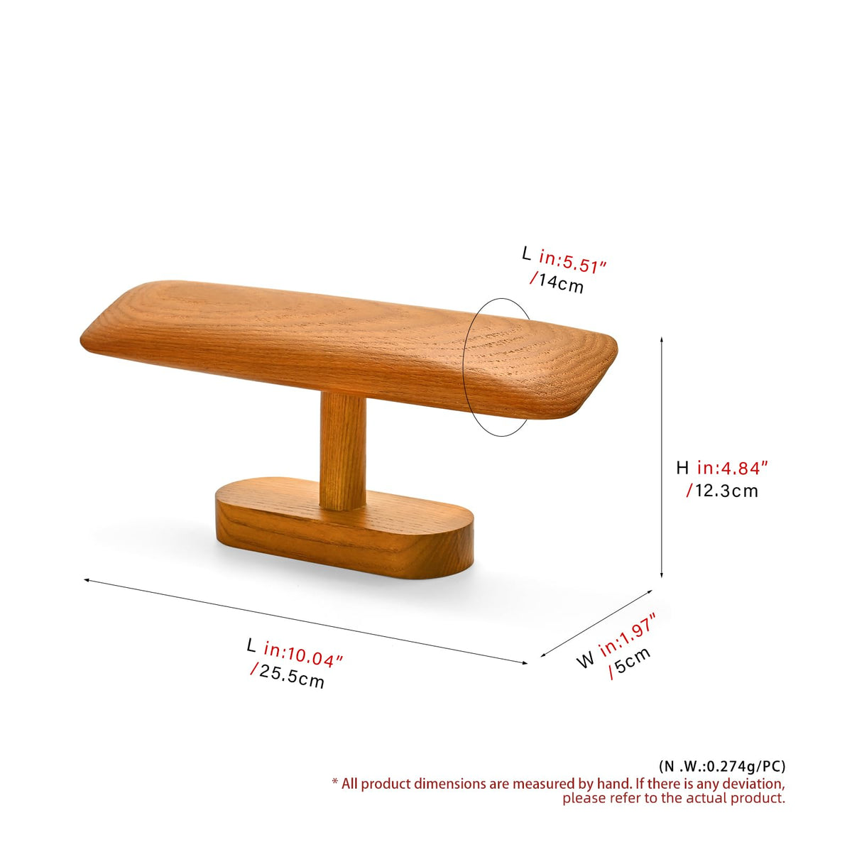 Woodten Solid Wood T-Bar Watch Display Stand Jewelry Organizer Holder for Watch and Bracelet