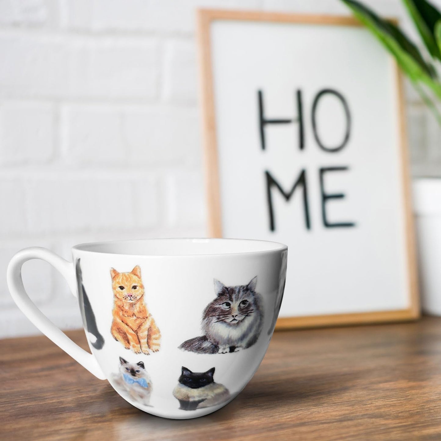 MFoffice Cute Cat Mugs for Daily Coffee and Tea, Premium 20 oz Bone China Coffee Tea Hug Mug, Perfect Holiday, Birthday, and Christmas Gift for Cat Lovers, Designed in England by Harvest Green Studio