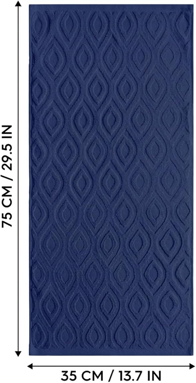 Artoid Mode 2 Pcs Navy Blue 3D Diamond Grid Jacquard Hand Towels