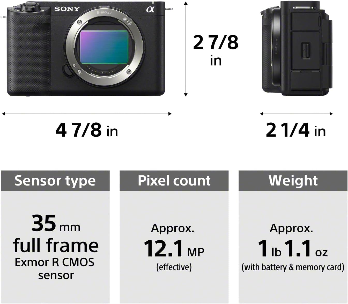 Sony Alpha ZV-E1 Full-Frame Interchangeable Lens Mirrorless Vlog Camera - Black Body