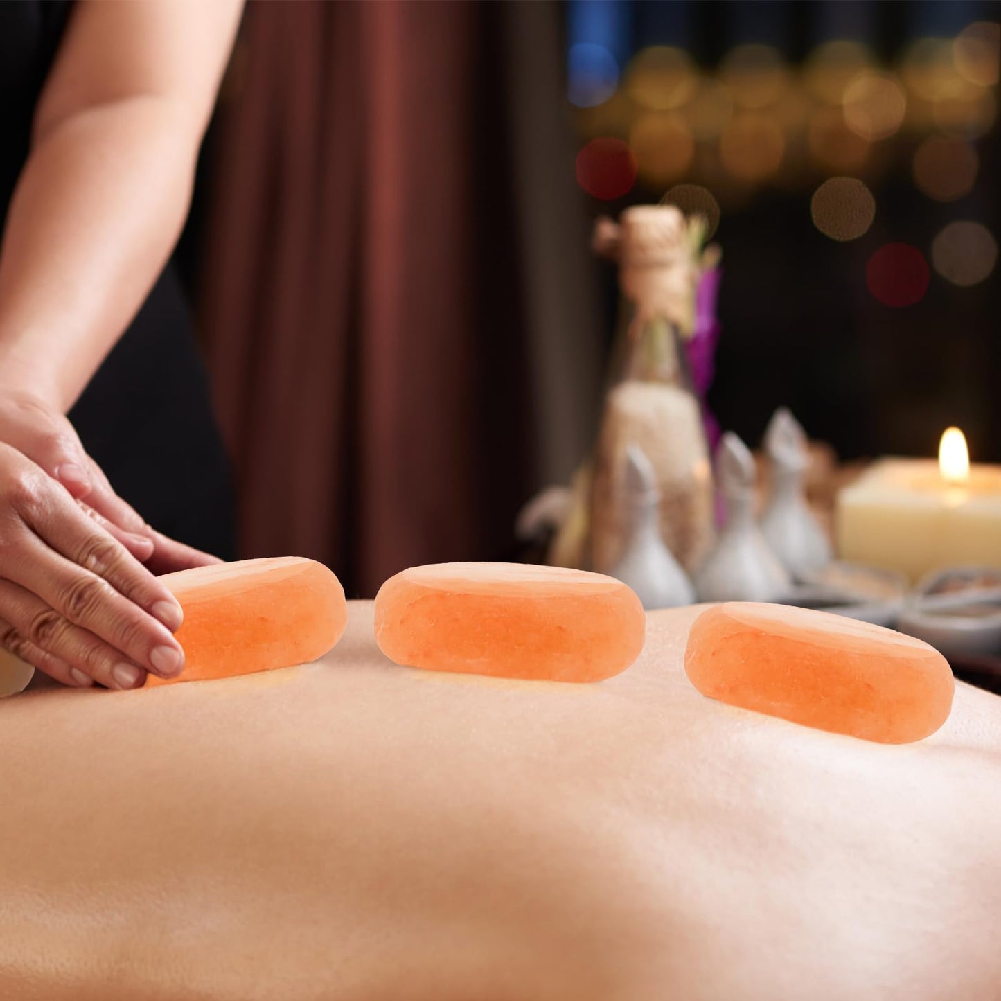 KOHAND 10 PCS Himalayan Round Massage Stone, Hand Carved Warm Cold Hot Message Stone for Therapy, Relaxing, SPA
