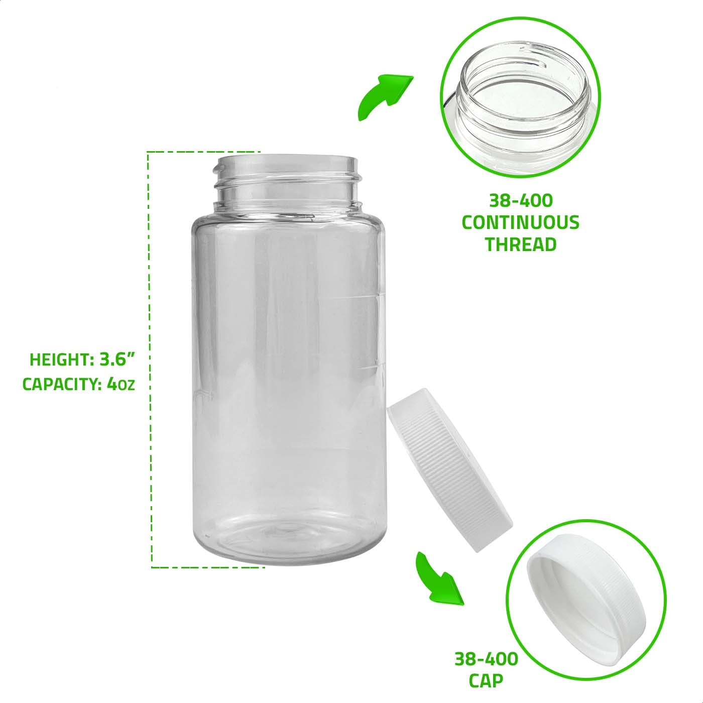 LUBEFLEX Oil Sampling Bottle - MADE IN USA - Pack of 35 Oil Analysis Sampling Clear Plastic Bottle 4 oz (120 ml) Capacity with 38-400 cap size - FDA Compliant and BPA Free