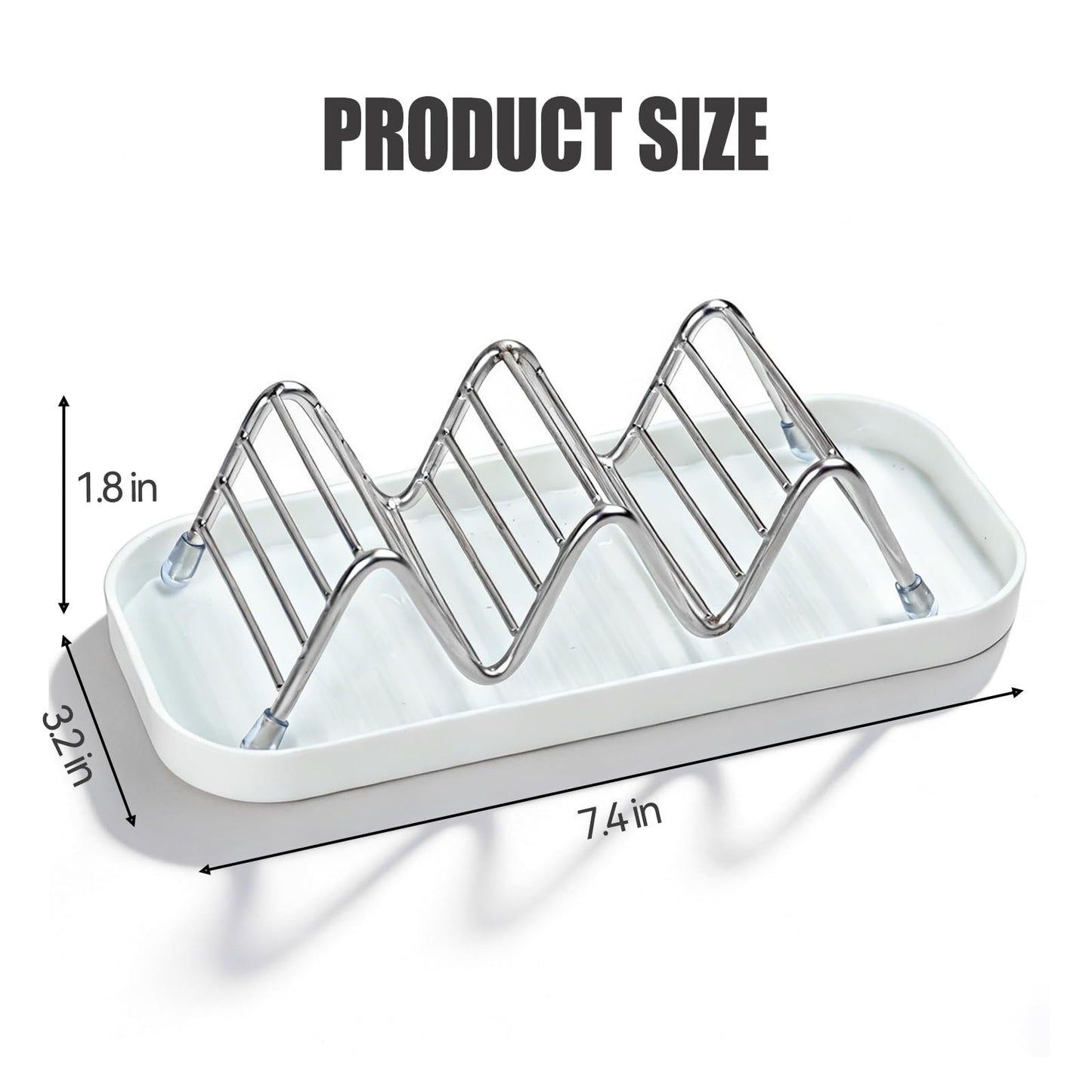 OZNER Wavy Soap Dish for Shower, 304 Stainless Steel Shampoo Bar Holder with Removable Drip Tray, Self Draining Quick Dry Bar Soap Holder for Shampoo Bars, Conditioner Bars & Soap, 1 Pack