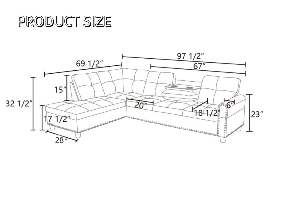Trygoal L-Shaped Sectional Sofa, Modern Sectional Couches Home Sofas for Living Room with Movable Chaise, Modular Living Room Sets Furniture for Apartment Bedroom & Office, White