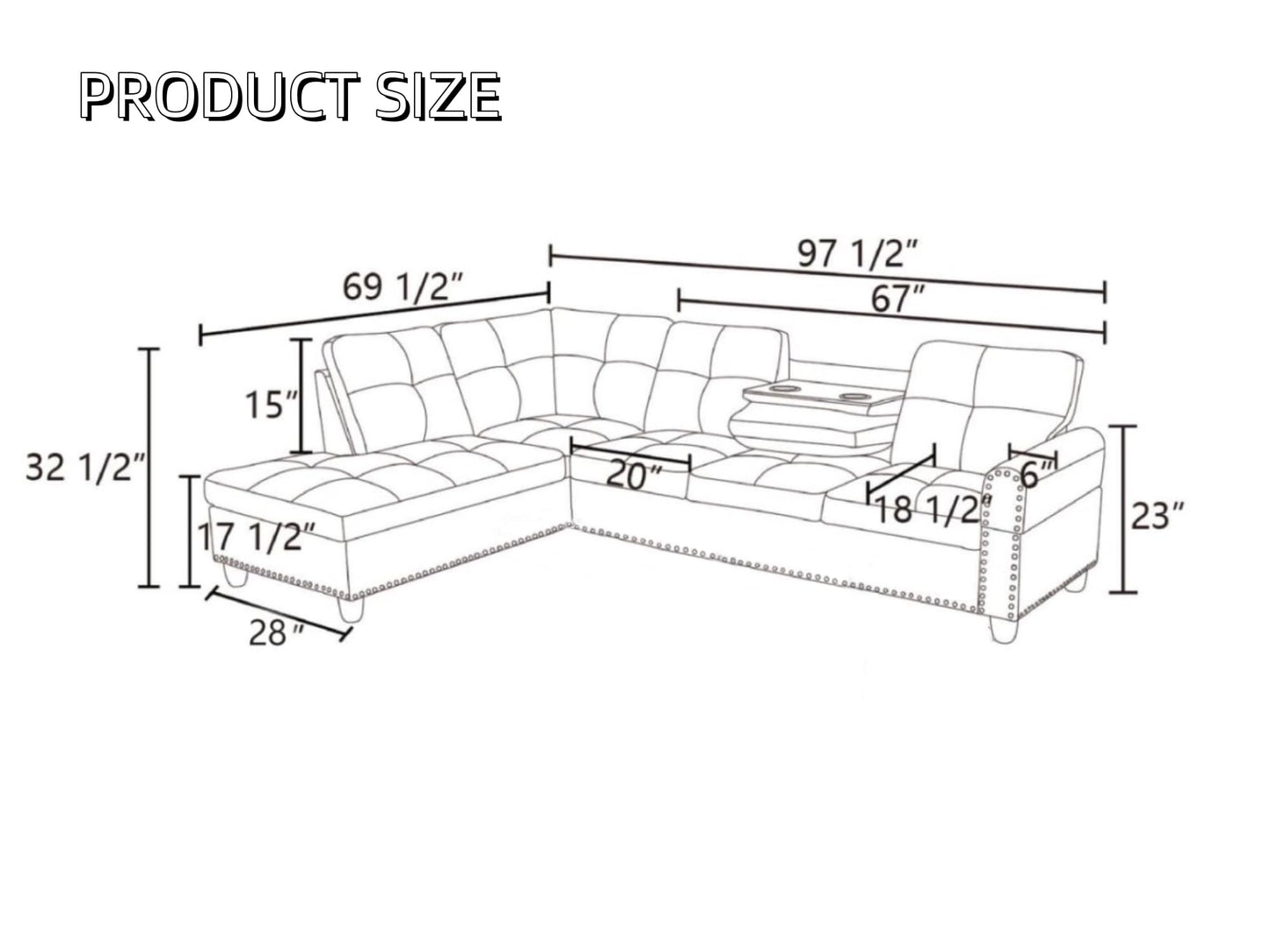Trygoal L Shaped Couch Sectional Couches with Chaise, Fluffy Fabric 3 Pieces Modular Convertible Sofa for Living Room Furniture Sets and Small Apartment, Light Grey