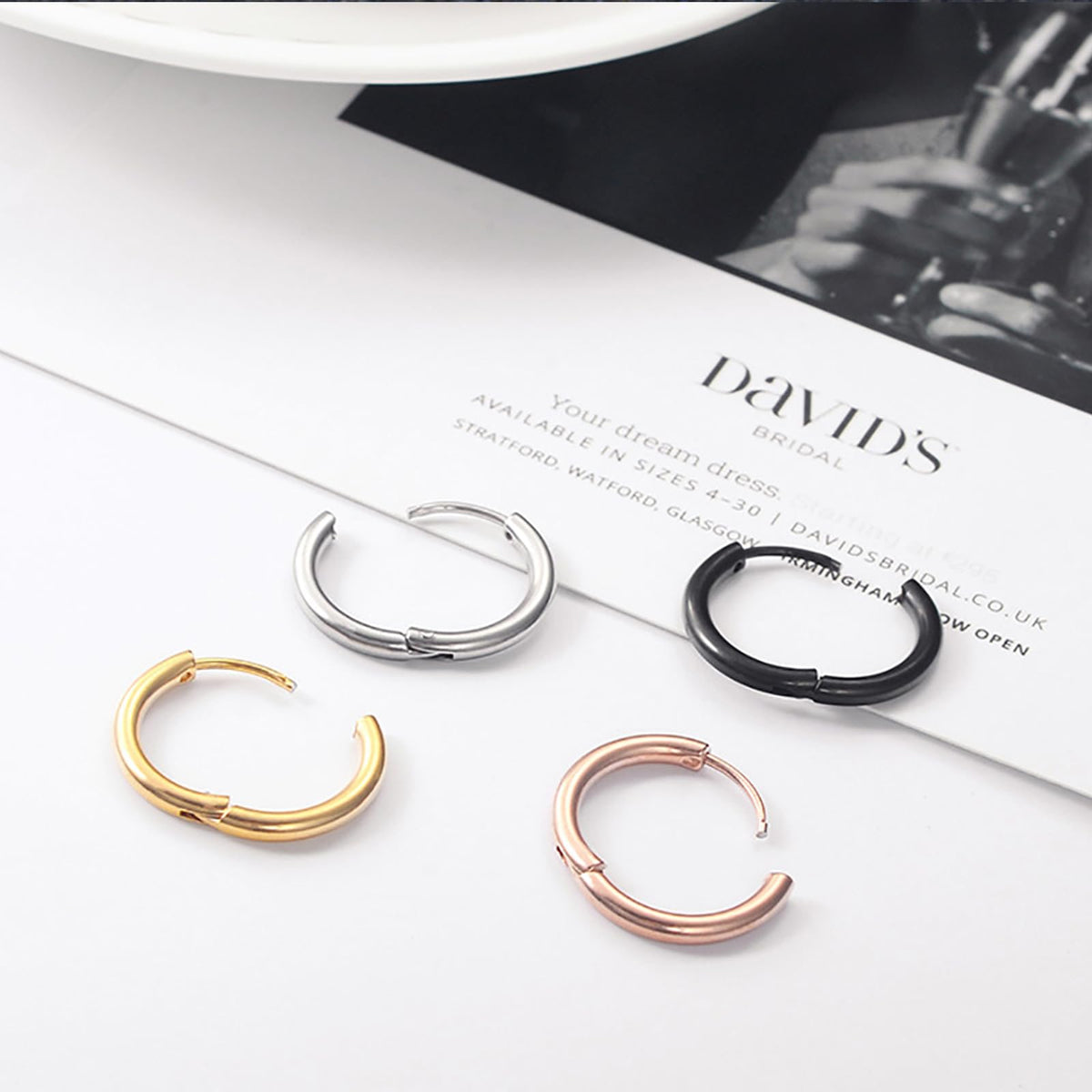 Gabry&jwl 316L Surgical Stainless Steel Hoop Earrings - 6mm, 8mm, 10mm, 12mm Silver Huggie Earrings - Hypoallergenic Cartilage Hoops for Helix, Lobes