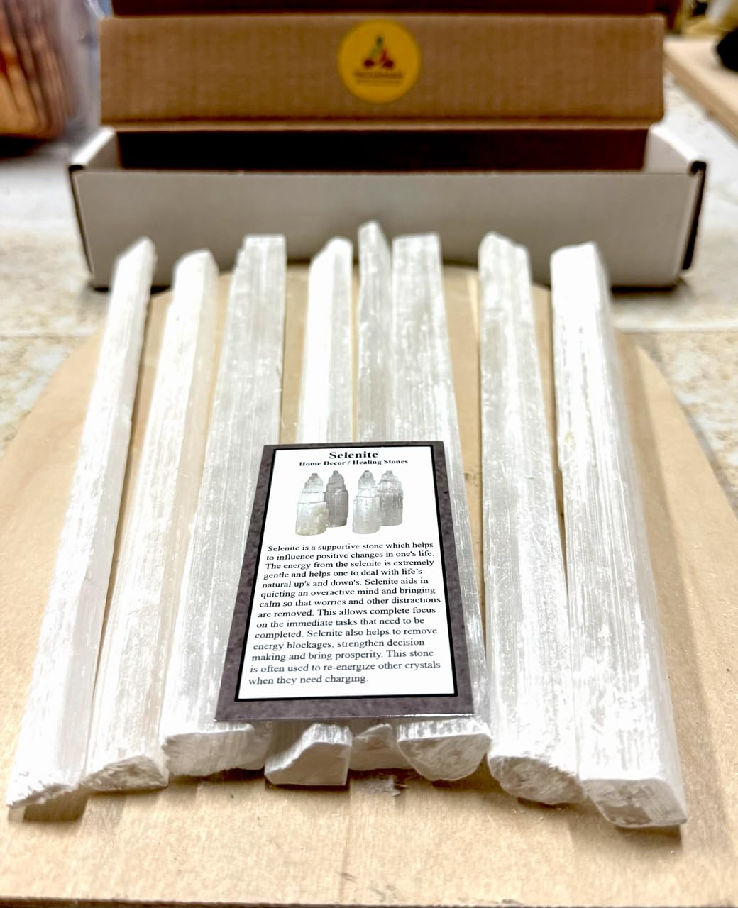 Pachamama Essentials Selenite Wand Sticks - Rough Sticks 9-10" Long by 1/2-1" Wide - Healing Stone (2 lbs)