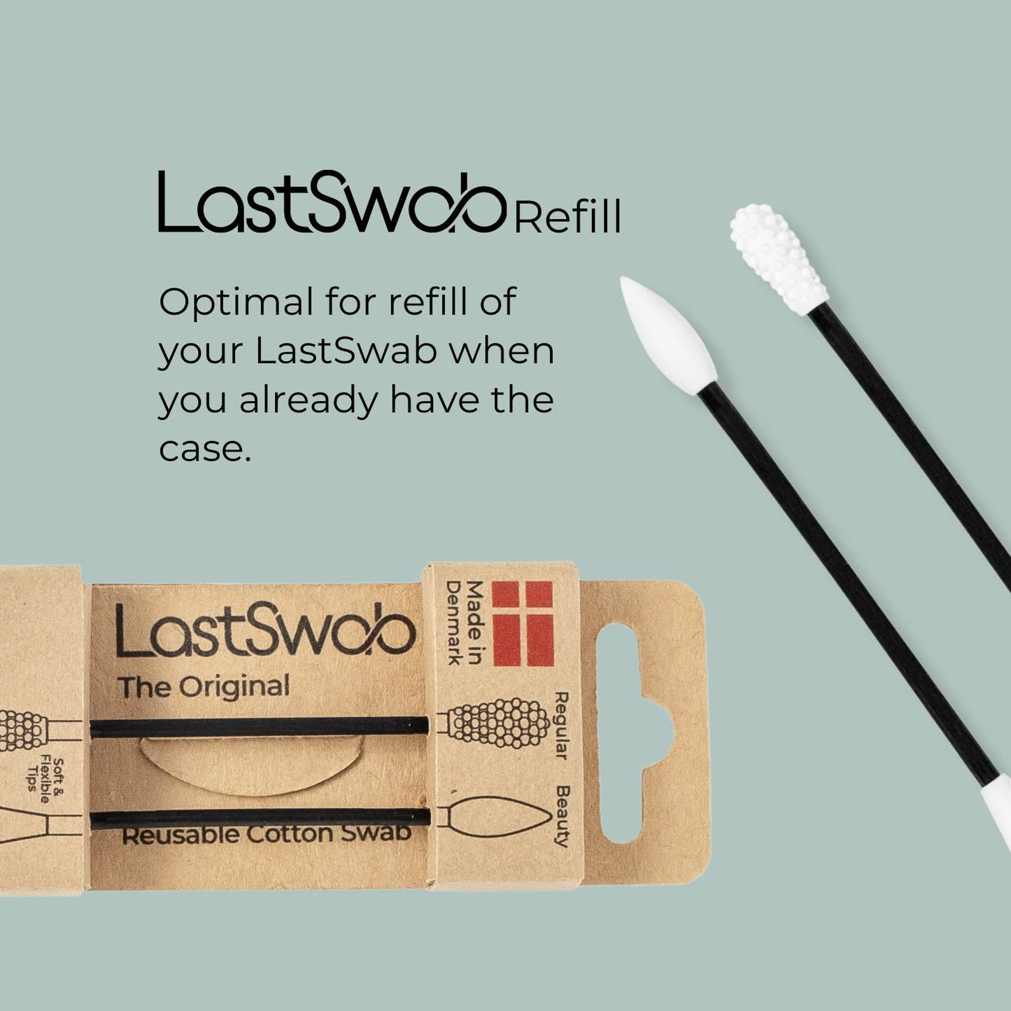 LastSwab Reusable qtips Double Pack - Reusable Cotton Swabs for Ear Wax Cleaning and Pointed qtips for Makeup removal - Zero Waste Eco friendly, Organic Sustainable products