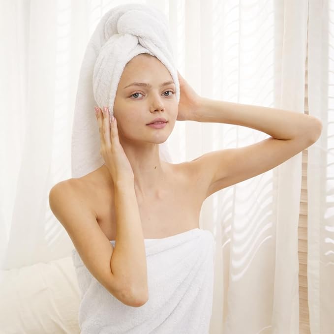 SEMAXE White Bath Towels Set of 4, 100% Cotton Luxury Bathroom Towels, and