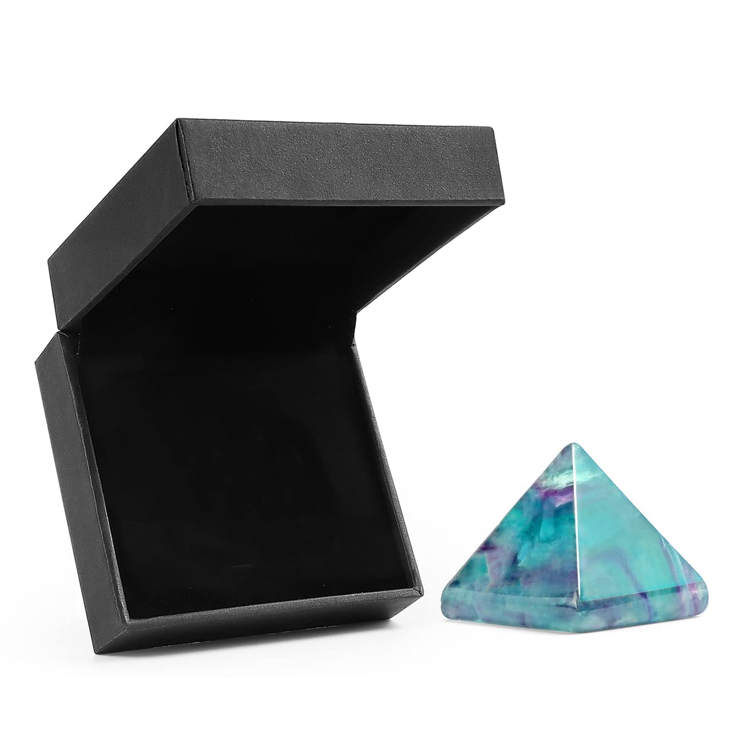 Hxswkk Rainbow Fluorite 1.6" Orgone Pyramid for Positive Energy, Success, Healing - Reiki, Chakra, Anti-stress Handmade Spiritual Gift