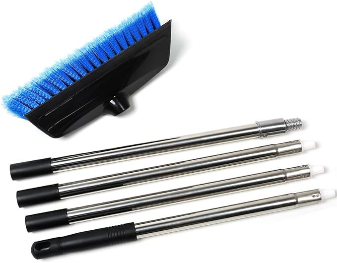 68" Car Wash Brush with Long Handle | Built-in Rubber Squeegee & Rubber Bumper