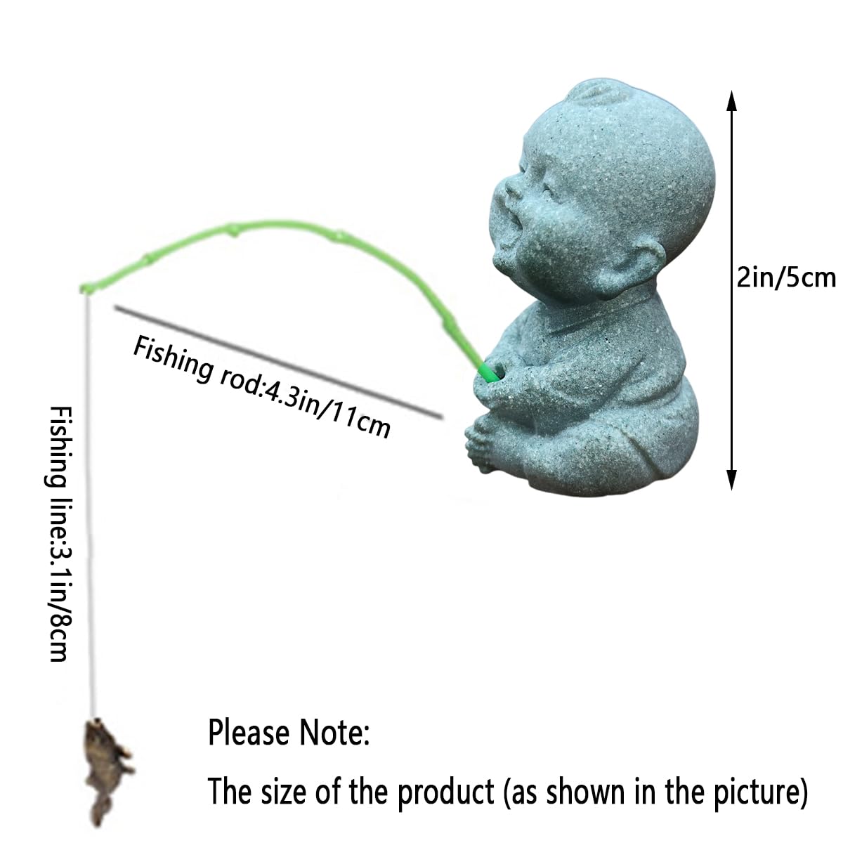Aquarium Mini Fisherman Statue Japanese Little Fishing Figurines for Fairy Garden Aquarium Pond Bonsai Fish Tank Accessories Decor (A)